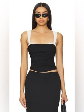 FREE PEOPLE 2 TONE TANK - BLACK